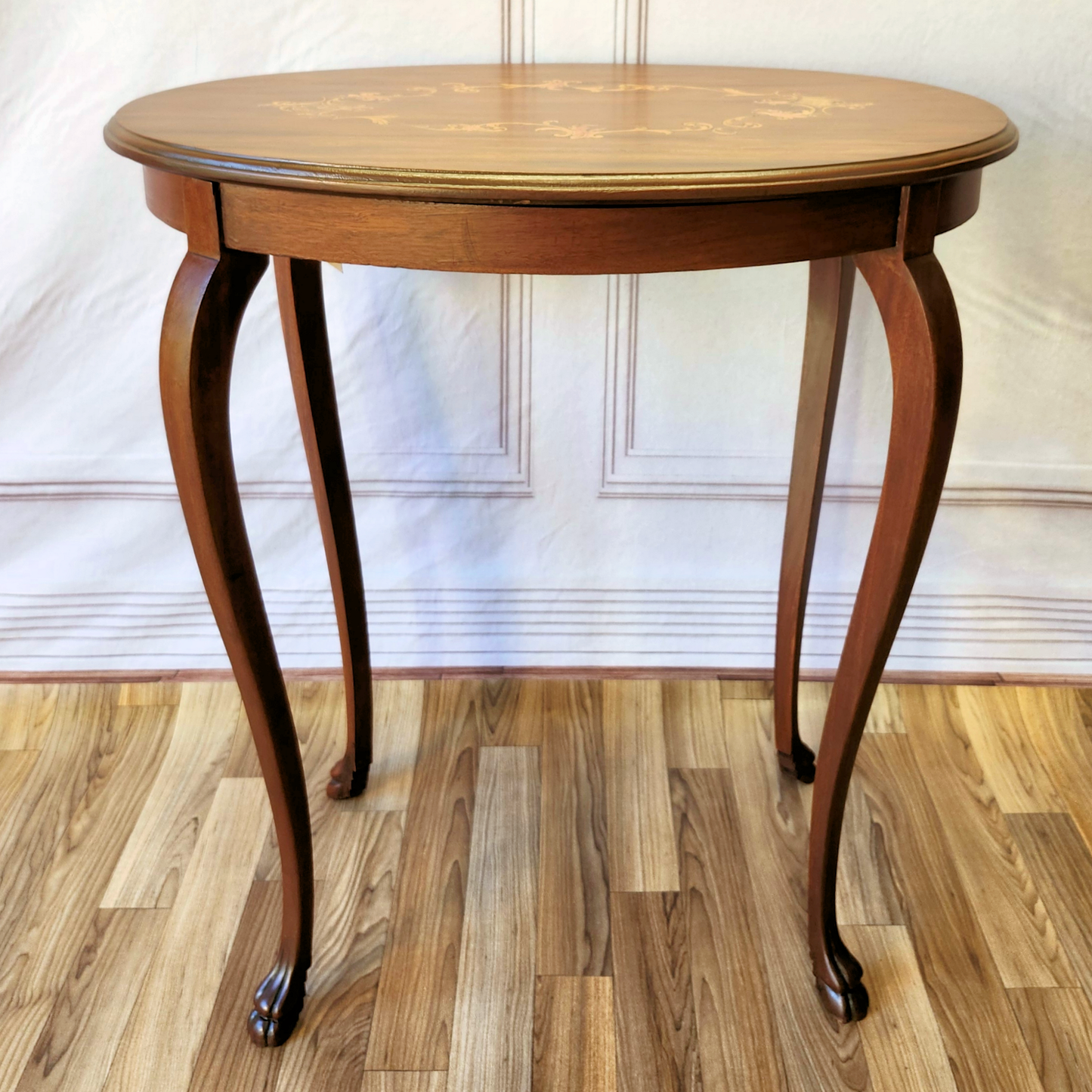 Refinished Louis XV Style French Marquetry Inlaid End Table or Side Table