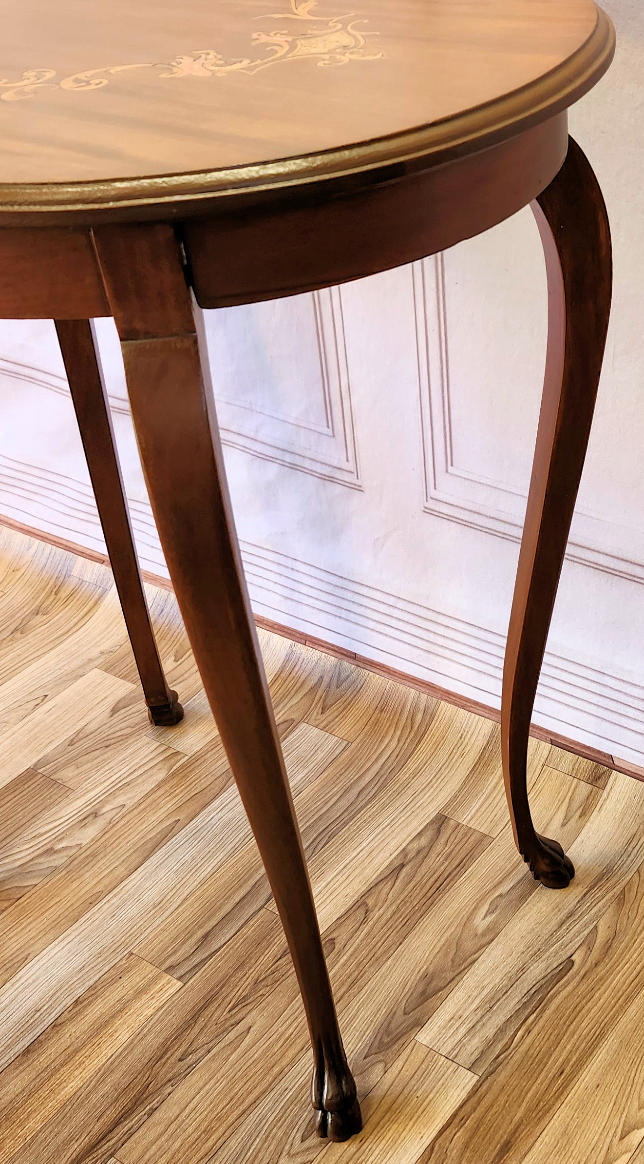 Refinished Louis XV Style French Marquetry Inlaid End Table or Side Table