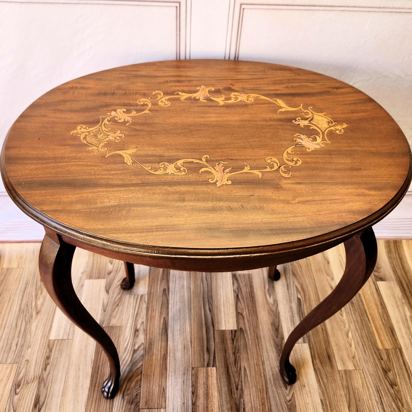 Refinished Louis XV Style French Marquetry Inlaid End Table or Side Table