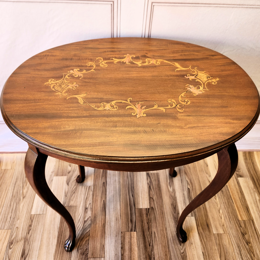 Refinished Louis XV Style French Marquetry Inlaid End Table or Side Table