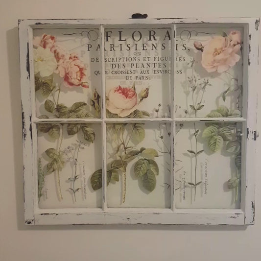 Vintage Window Wall Decor with Roses