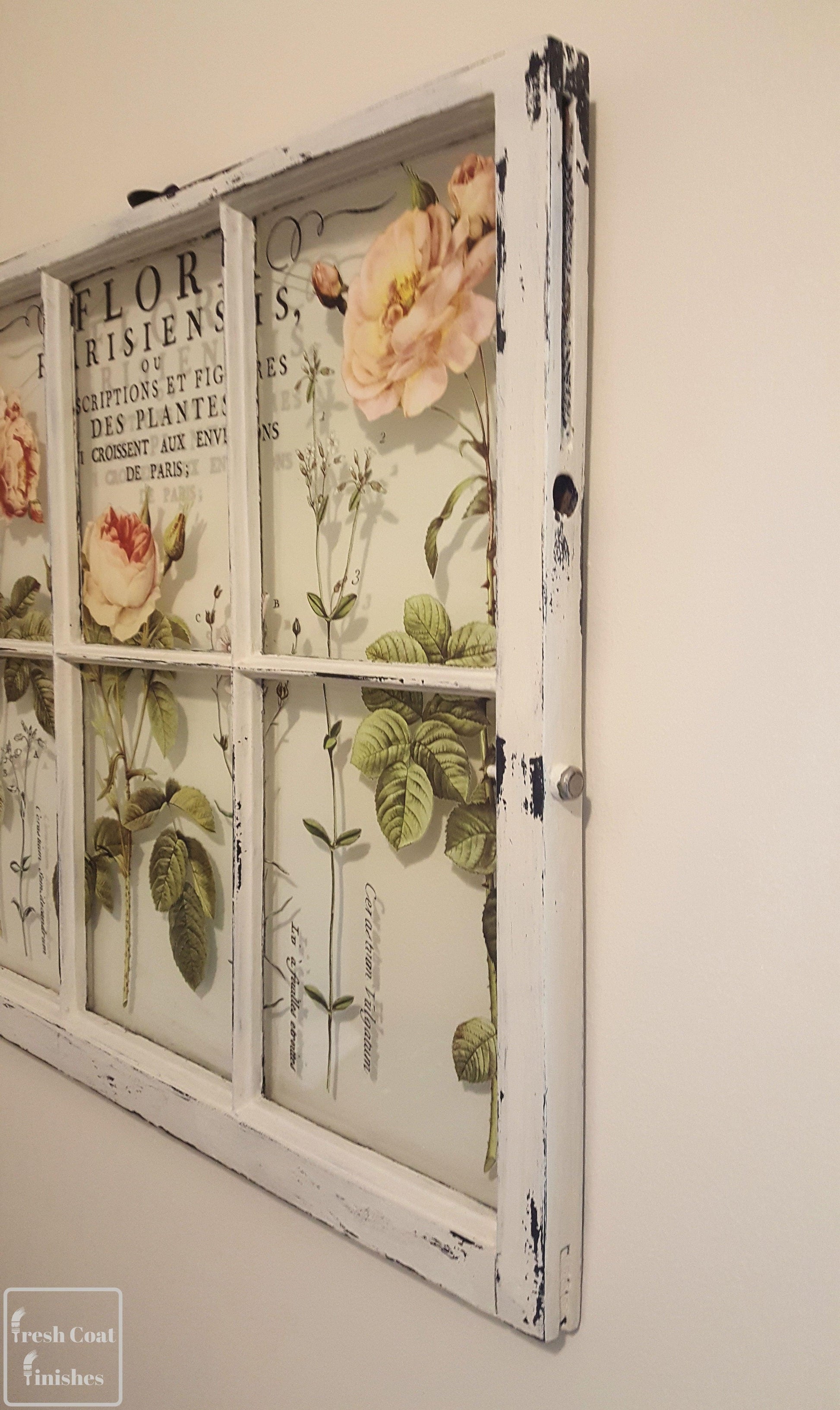 Vintage Window Wall Decor with Roses - Fresh Coat Finishes